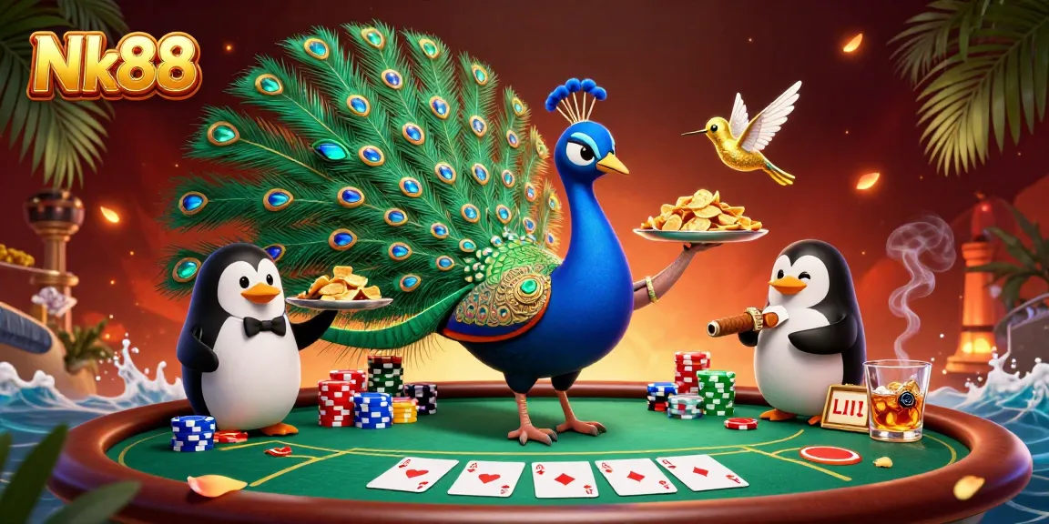 Engage in thrilling gameplay with Nk88, featuring vibrant characters and dynamic poker elements.