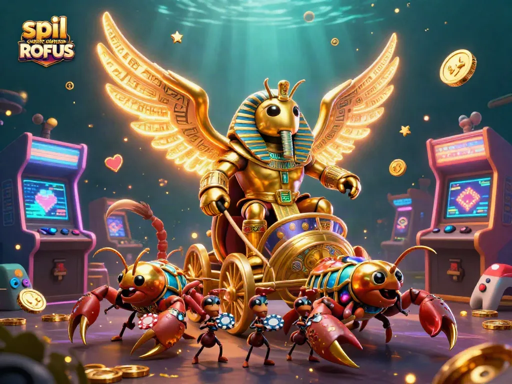 Engage in spil casino uden om ROFUS with exciting 3D visuals of games, lucky symbols, and vibrant action.