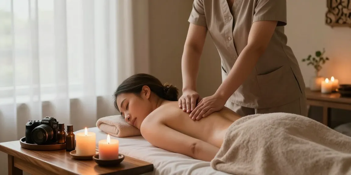 Relaxing 종로출장안마 massage therapy session in a peaceful spa environment with calming elements.