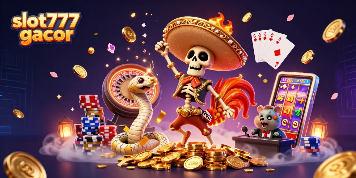 Experience the thrill with slot777 gacor as colorful characters thrive in a vibrant casino scene full of winning symbols.