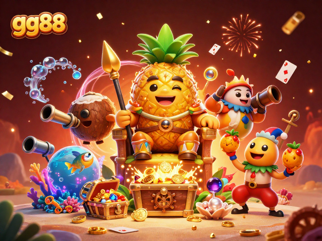 Win big at gg88 with colorful treasures and a lively casino scene featuring unique characters.