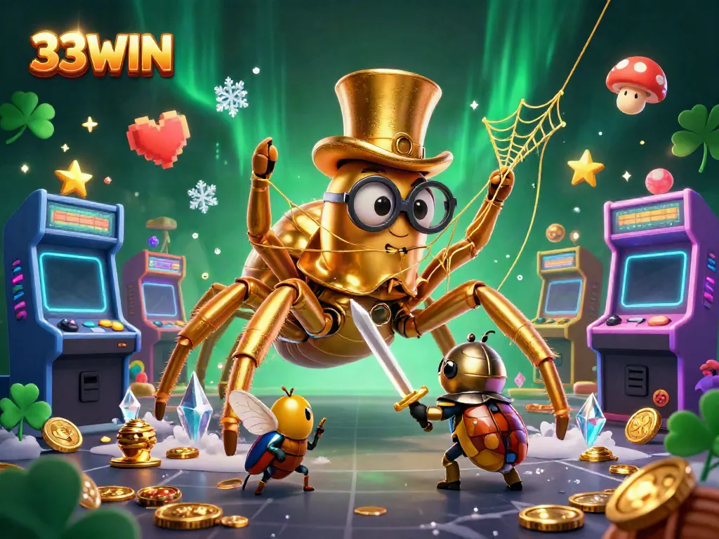 Experience the thrilling world of 33WIN with a vibrant illustration featuring adventurous characters and gaming elements.