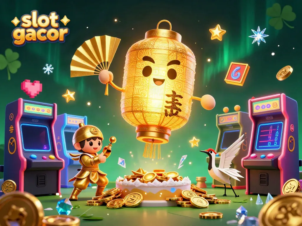 Experience the thrill of slot gacor in this vibrant casino scene filled with lucky symbols and gaming excitement.