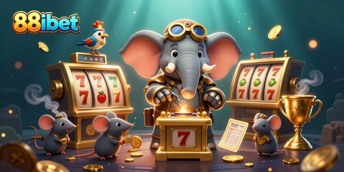 Play with 88ibet's slot machine and dynamic gaming elements in a vibrant steampunk scene.