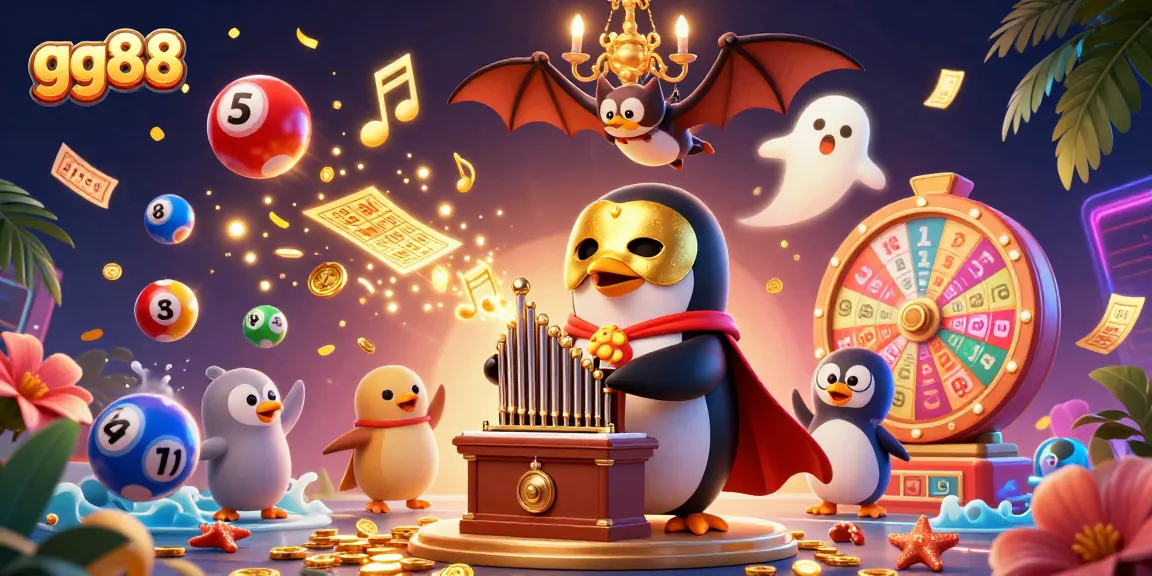 Experience the thrill of gg88 with a vibrant illustration of a penguin playing a winning game at the casino.