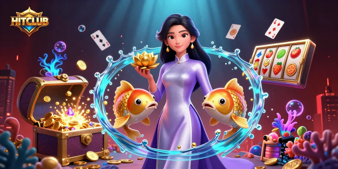 Experience exciting wins at HITCLUB while playing surrounded by enchanting golden koi and vibrant game elements.