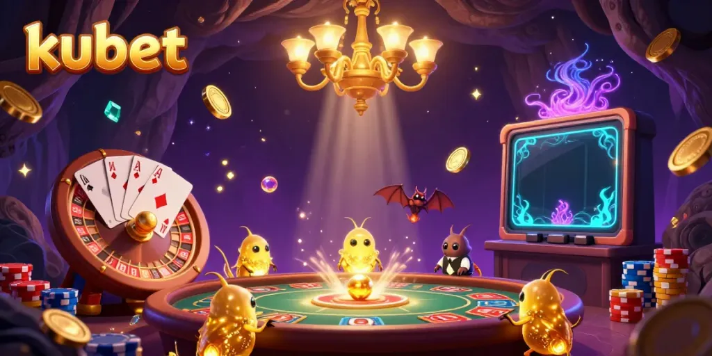 Engage in thrilling gameplay at Kubet's vibrant cave casino with glowworms lighting up the scene for an unforgettable experience.