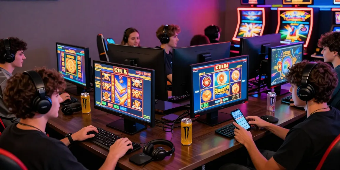 Exciting scene of players enjoying slot online games in a vibrant virtual casino environment, showcasing colorful screens and engaging atmosphere.