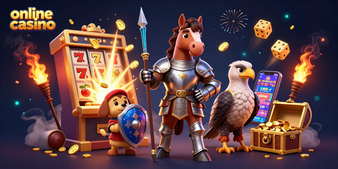Engage in exciting online casino adventures with colorful slots and medieval heroes illustrated.