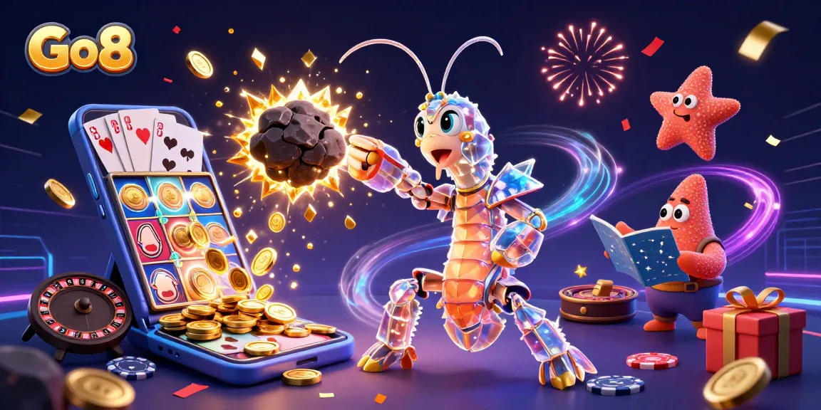 Experience the excitement of Go8 with galactic samurai and vibrant casino elements in this thrilling illustration.