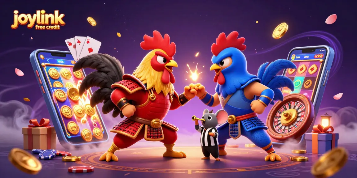 Experience the thrill of joylink free credit with fighting roosters in a dynamic casino duel.