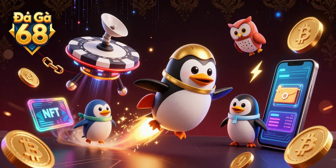 Join the excitement of Đá Gà 68 with energetic characters amidst a glamorous casino backdrop.