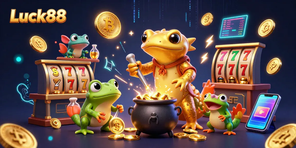 Interact with Luck88 and experience the excitement of online slots with vibrant characters and casino elements.