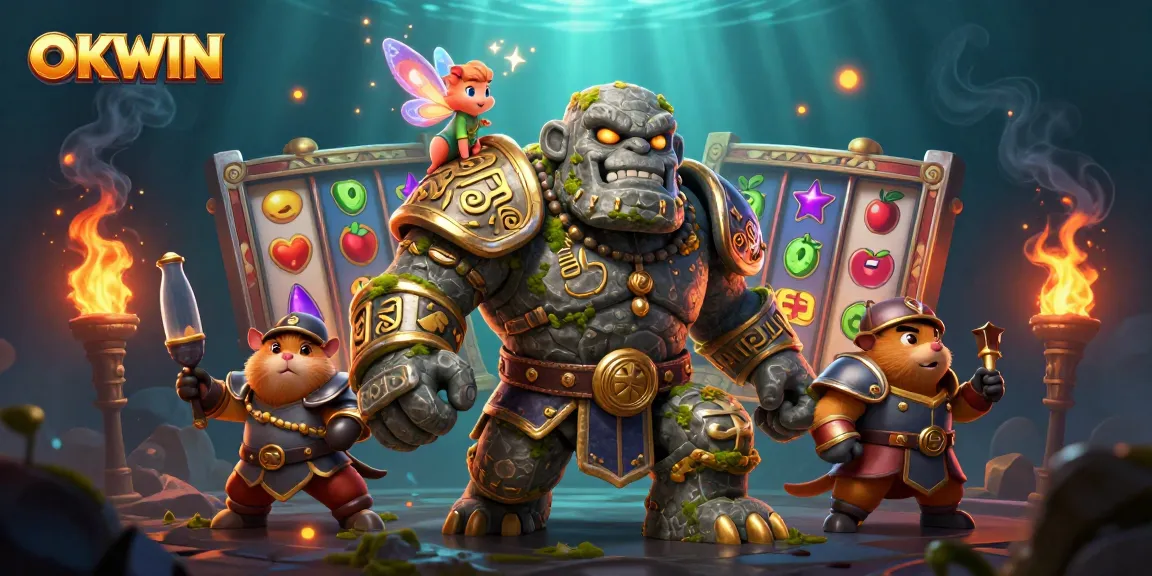 Engage with thrilling gameplay at OKWIN while enjoying vibrant casino-themed characters.