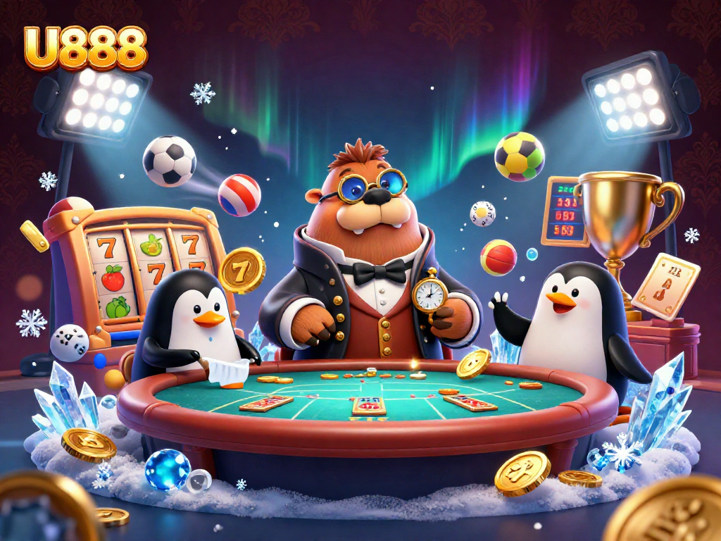 U888 players enjoying thrilling slot games at an underwater poker table with dynamic elements.