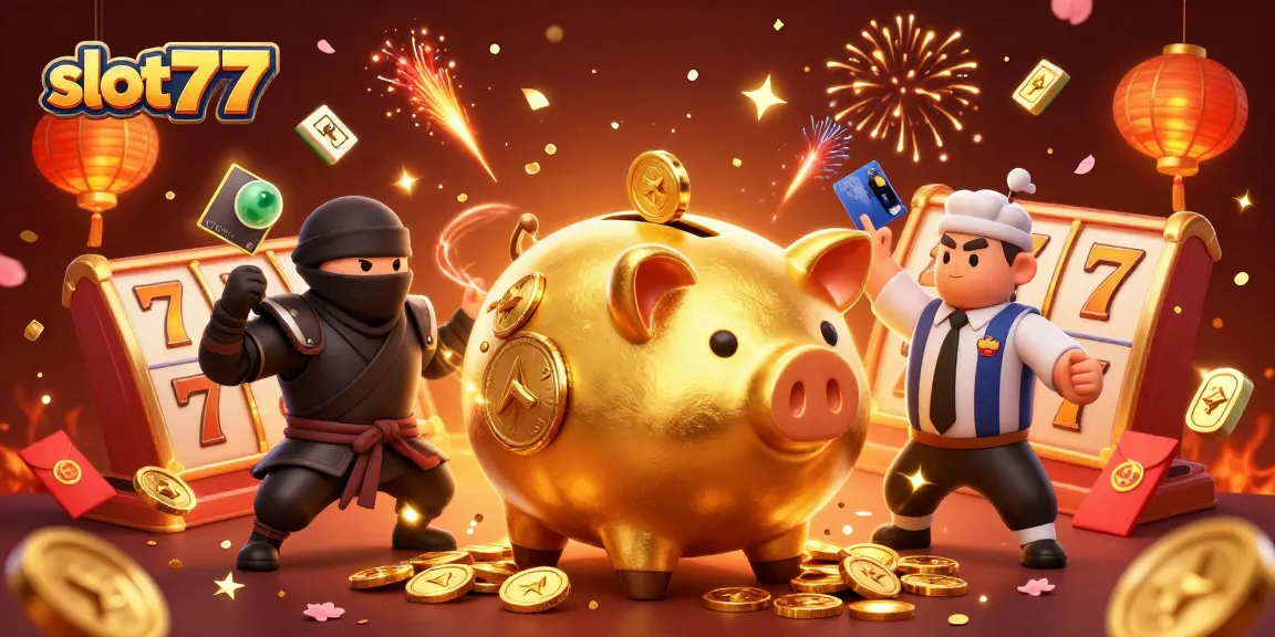 Experience the excitement of slot777 with golden coins raining down in a dynamic casino scene