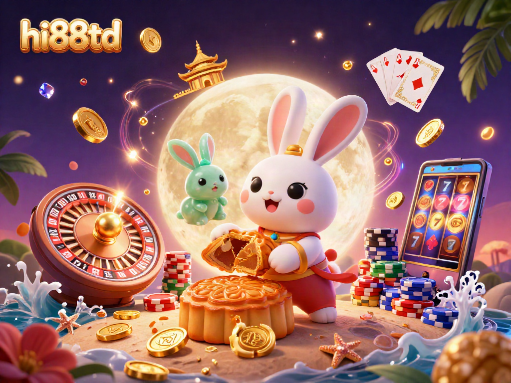 Experience thrilling gameplay with hi88td, featuring festive moon rabbits and casino elements.