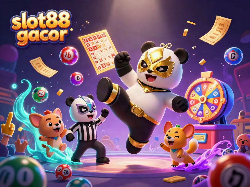 Slot88 gacor memberikan pengalaman slot yang menarik dengan panda pegulat dan penonton hewan.