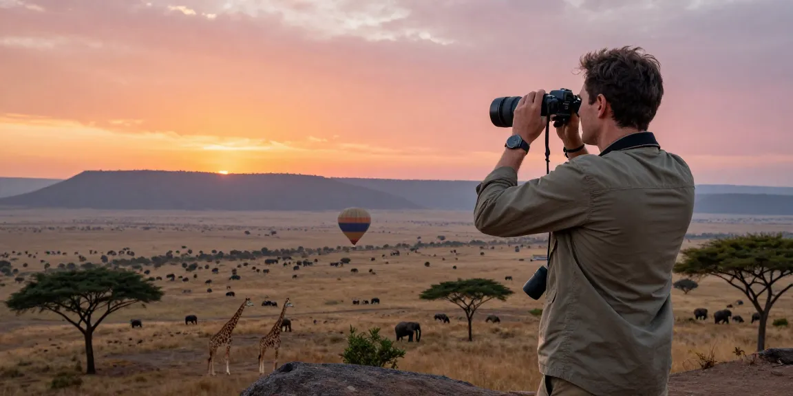 NAGA2000 traveler enjoying the stunning landscape of Kidepo Valley National Park during sunrise, reveling in the adventure.