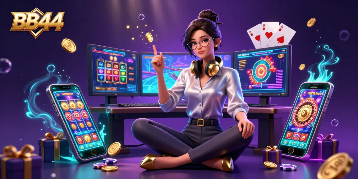 Experience exciting games with BB44 at a thrilling 3D casino setup featuring slots and live action.