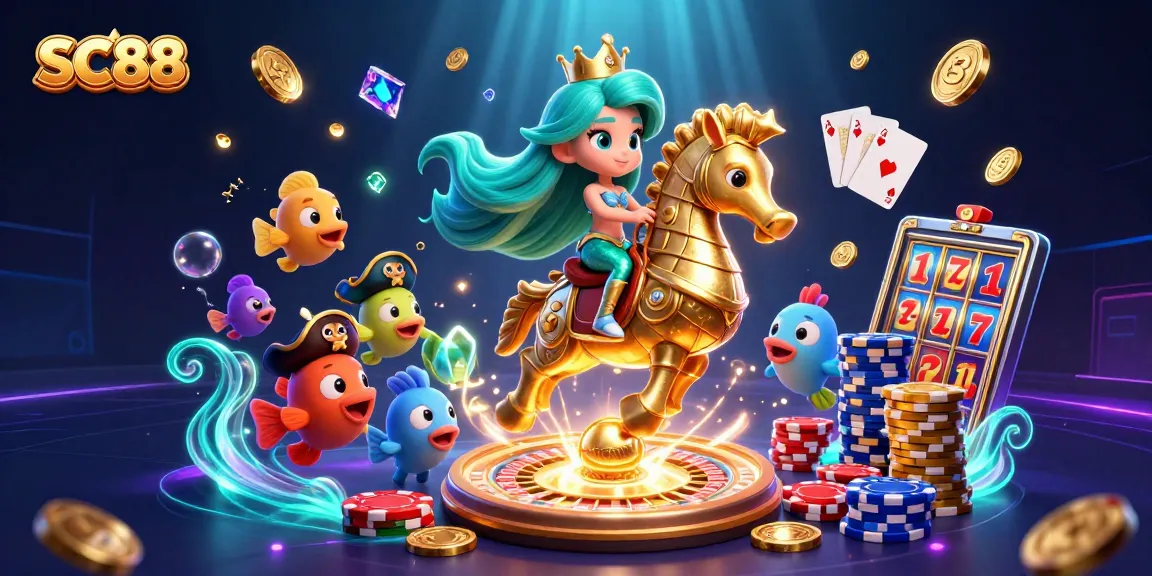 Experience thrilling gameplay at SC88 with a cartoon mermaid and casino elements.