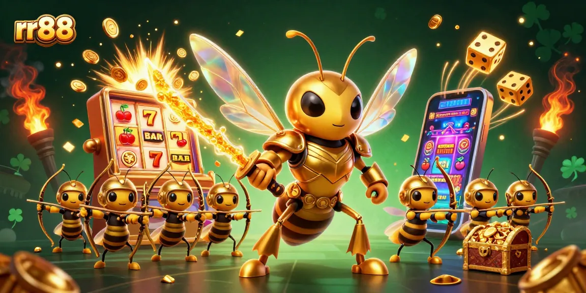 Engage with rr88's thrilling casino experience as a golden hornet samurai leads a jackpot explosion of games and rewards.