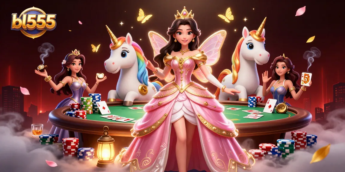Play exciting games at bl555 featuring a glamorous woman, poker elements, and vibrant casino atmosphere.