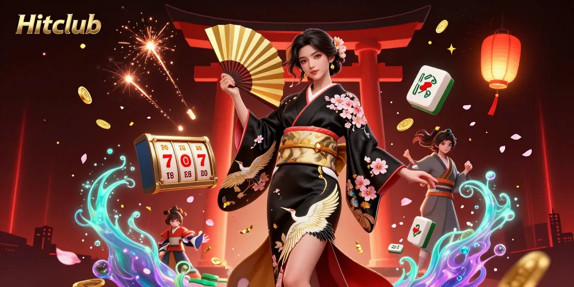 Hitclub online casino showcases a vibrant scene with elegant characters and engaging game elements.