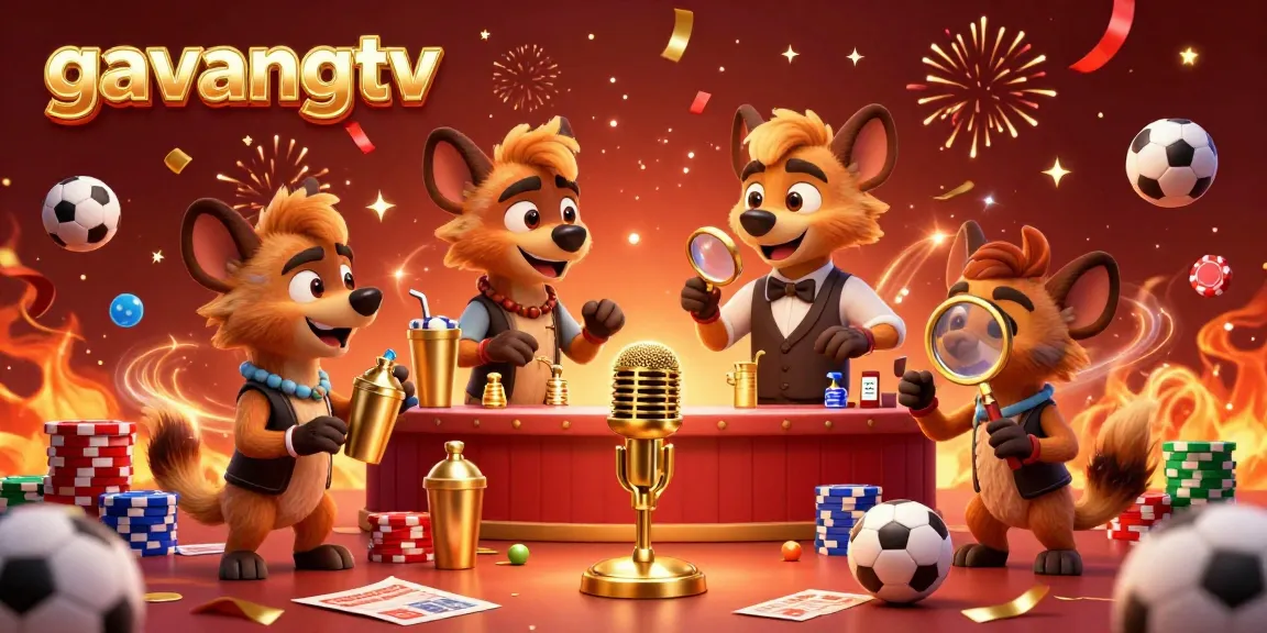 Join the fun with gavangtv's lively sports betting scene featuring hilarious hyenas, vibrant atmosphere, and betting action.