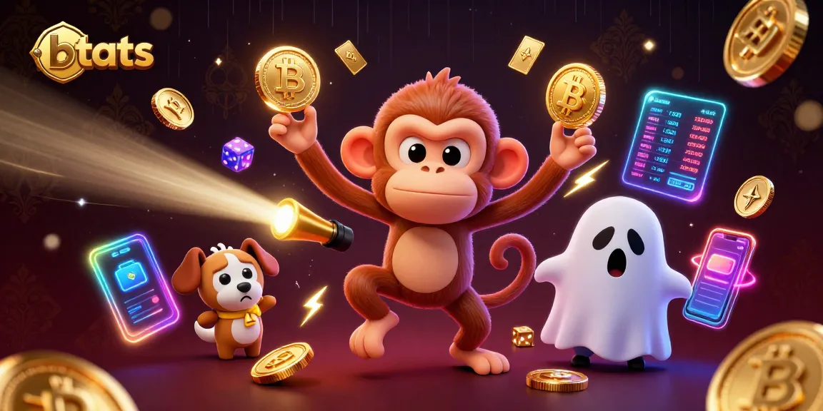 Experience thrilling gaming action with btats as a mischievous monkey juggles golden coins in a haunted casino.