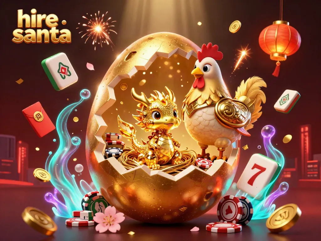 Engage in the excitement to hire santa with a cinematic casino theme illustration.