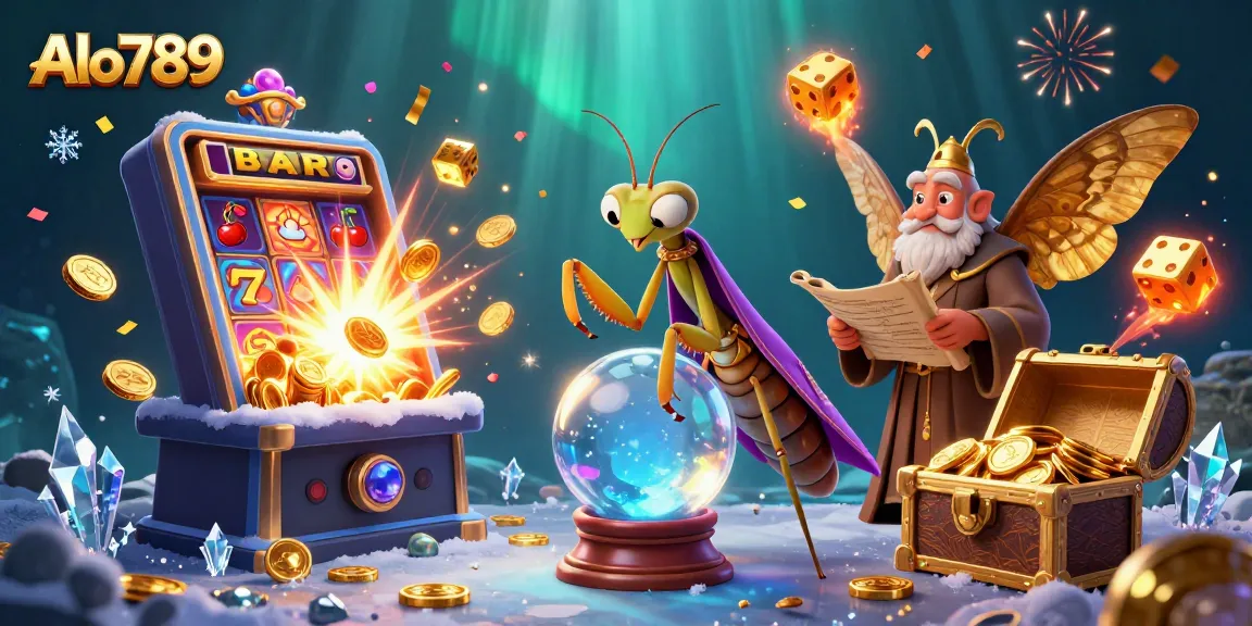 Alo789 offers immersive gambling experiences with a vibrant 3D scene depicting fortune tellers and rich game elements.