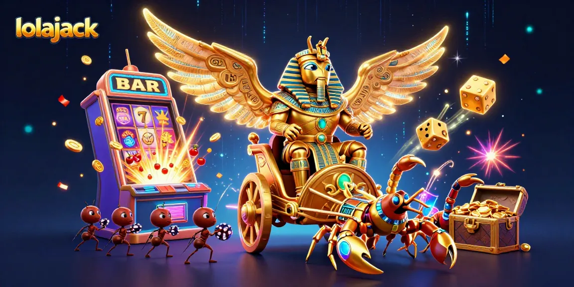 Engage in thrilling slots with lolajack featuring vibrant golden symbols and dynamic casino elements.