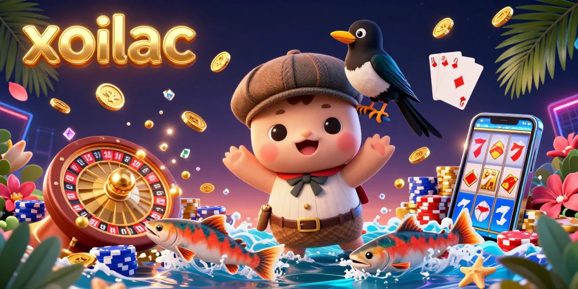 Xoilac enhances your gaming experience with exciting slots and vibrant casino visuals featuring playful characters.