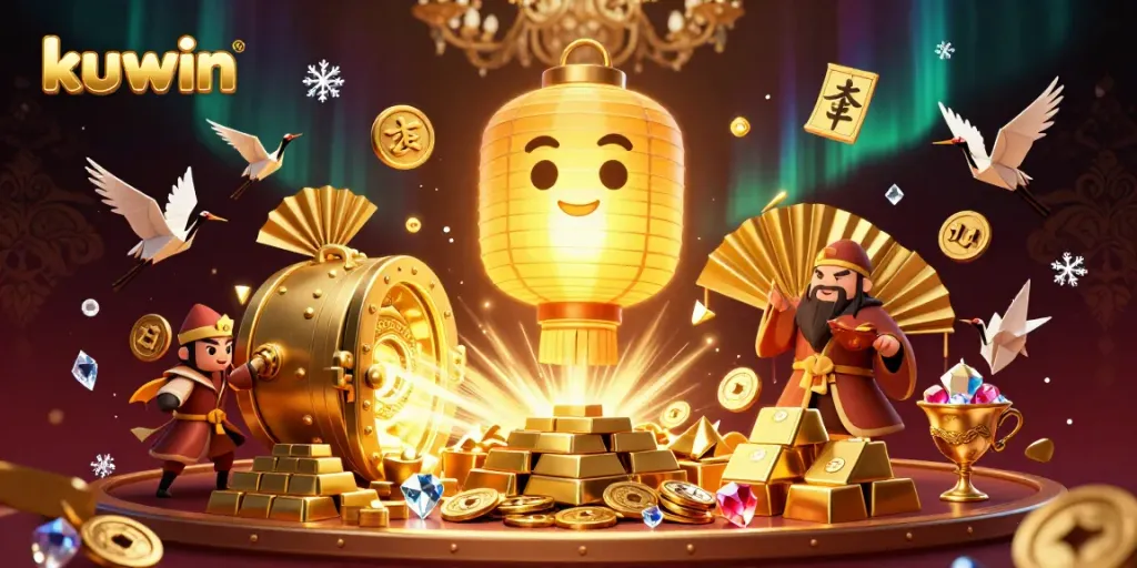 Kuwin participants enjoy thrilling casino gaming experiences surrounded by golden lantern spirits and treasure.