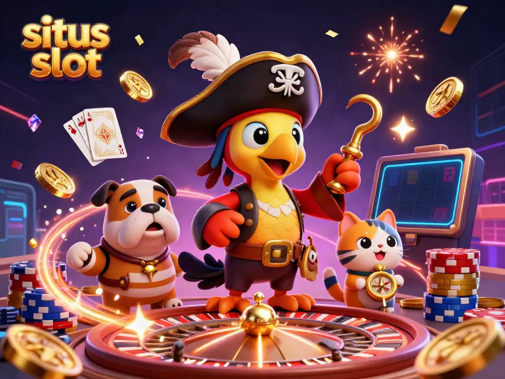 Engage with situs slot featuring animated casino characters and vibrant gaming elements for an immersive experience.