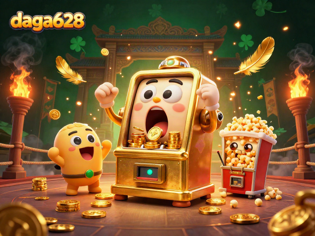 Win big at daga628 with golden slot machines celebrating jackpot wins in a festive atmosphere.