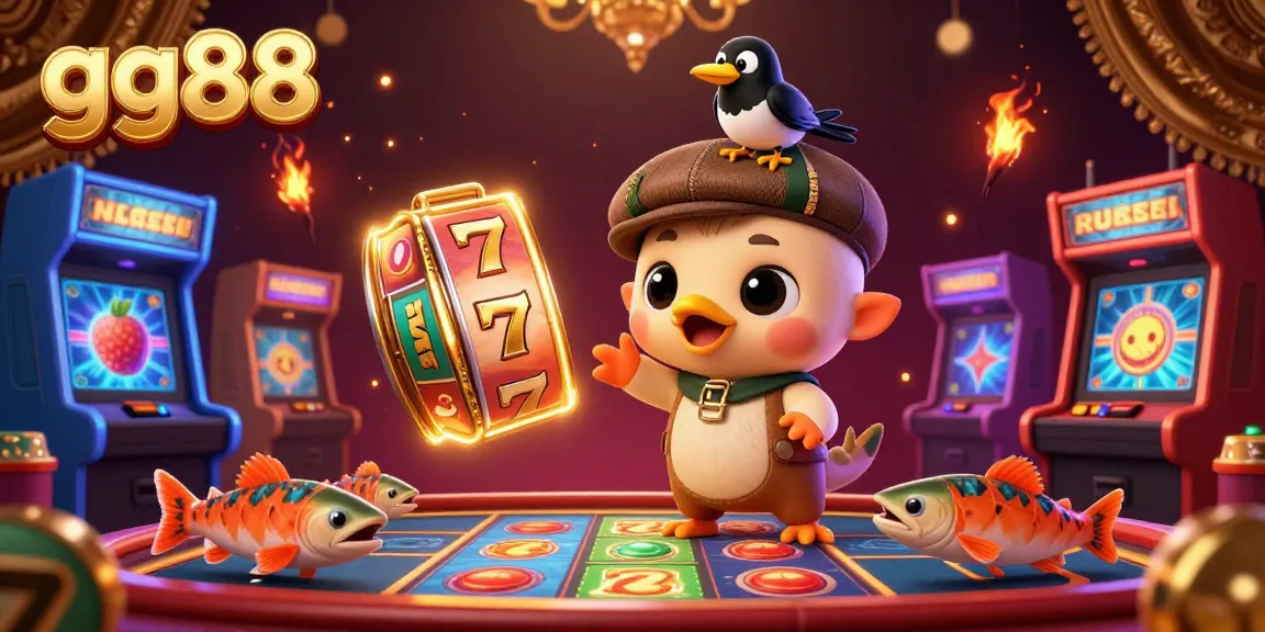 Enjoy thrilling gaming moments with gg88 featuring colorful slot reels and playful characters.