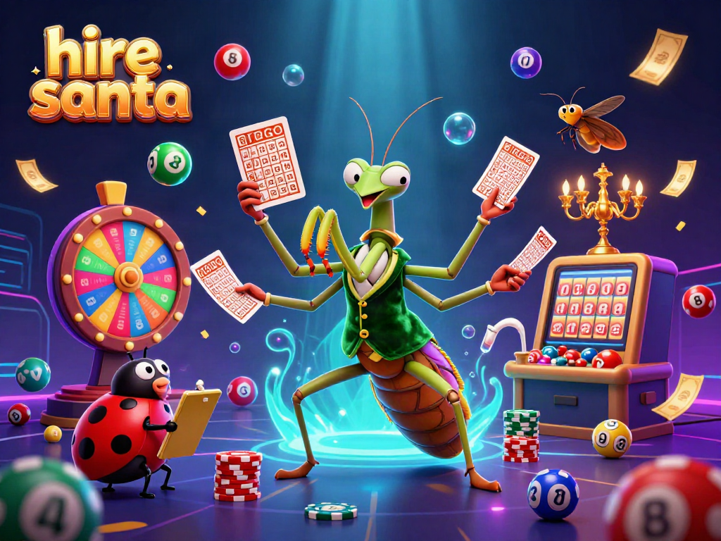 Experience the festive excitement as you hire Santa for your event with engaging colorful casino elements.