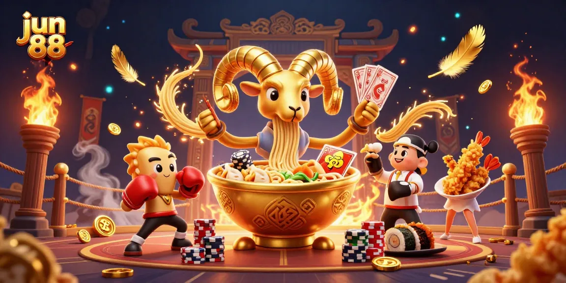 Engage with jun 88 by winning cards at a vibrant casino-themed 3D illustration featuring unique characters.