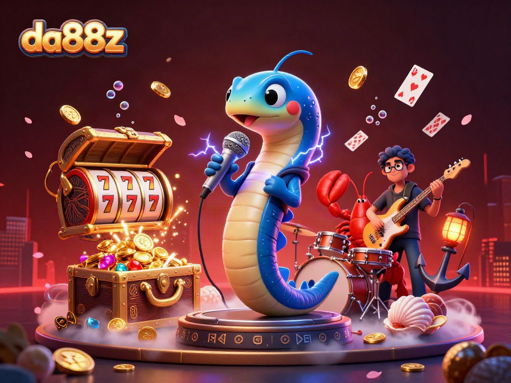 Experience thrilling gameplay with da88z in a vibrant underwater casino scene featuring a DJ eel and pirate-themed elements.