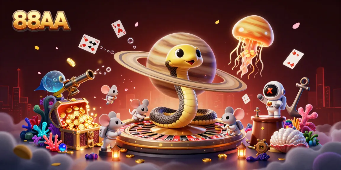 Engage with 88AA's spectacular cosmic gaming experience, where 3D characters and gaming elements come together seamlessly.