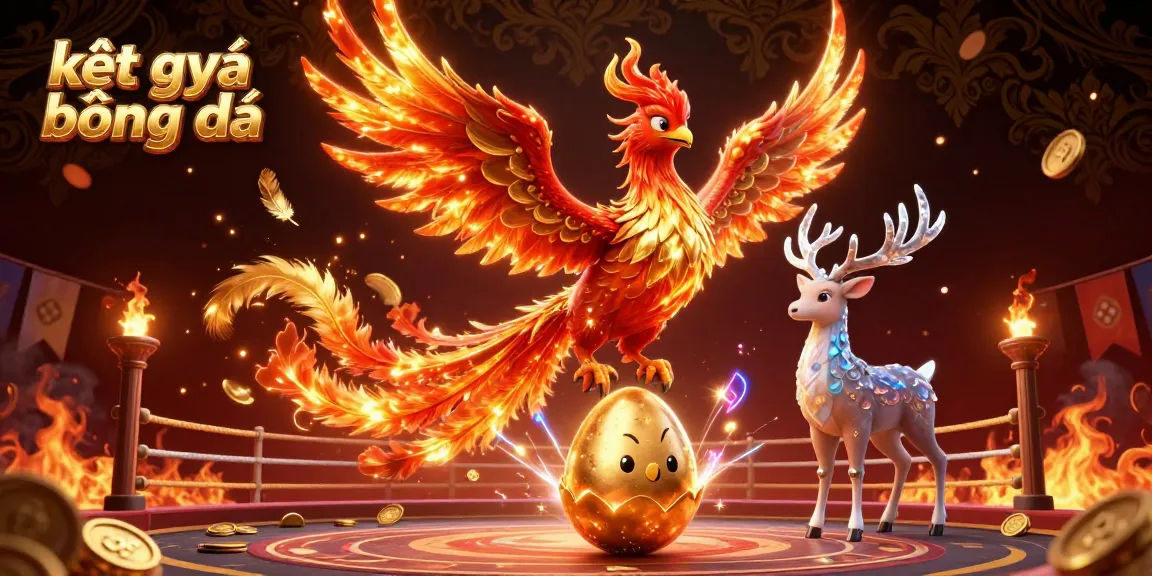 Engage with the vibrant kết quả bóng đá scene showcasing a soaring phoenix and a mystical stag in a dynamic sports betting arena.