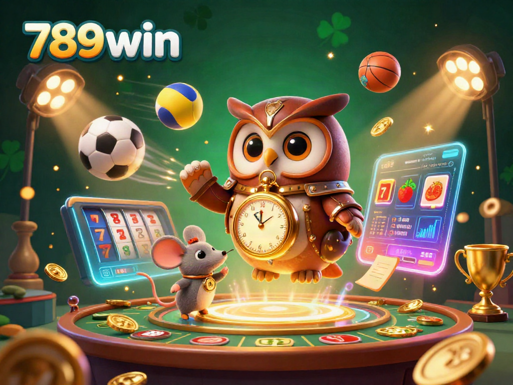 Engage in thrilling games with 789win at this lively casino illustration filled with vibrant elements.
