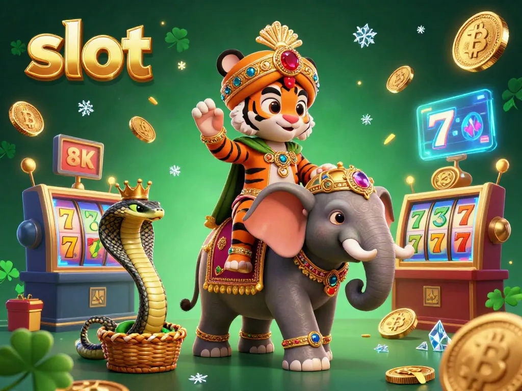 Play thrilling slot games with a majestic maharaja tiger and a jewel-encrusted elephant.