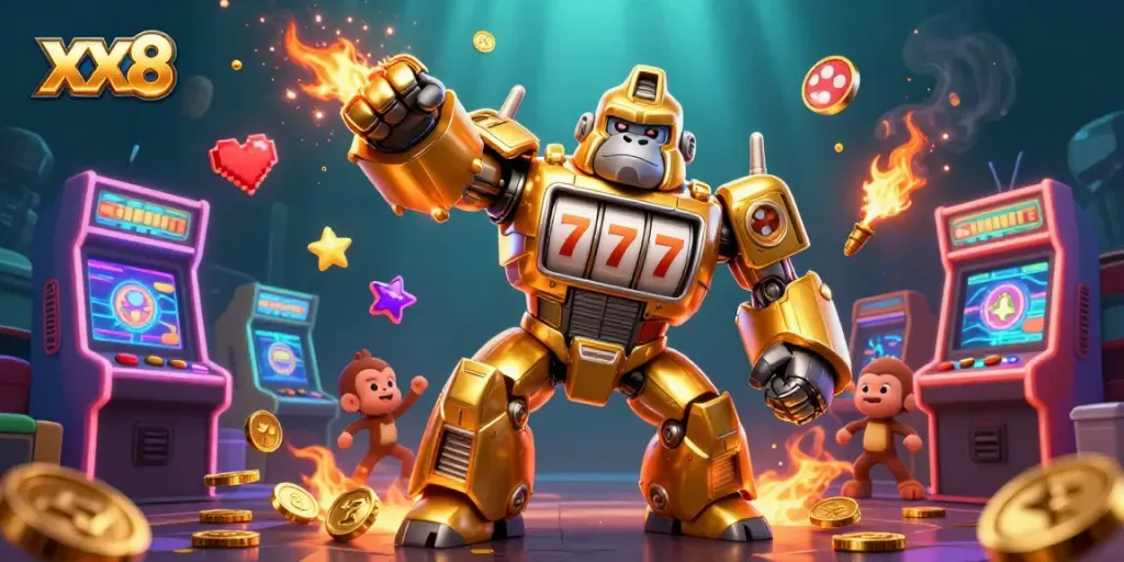 Experience thrilling wins with xx8 in a vibrant 3D betting adventure featuring slot machines and arcade games.