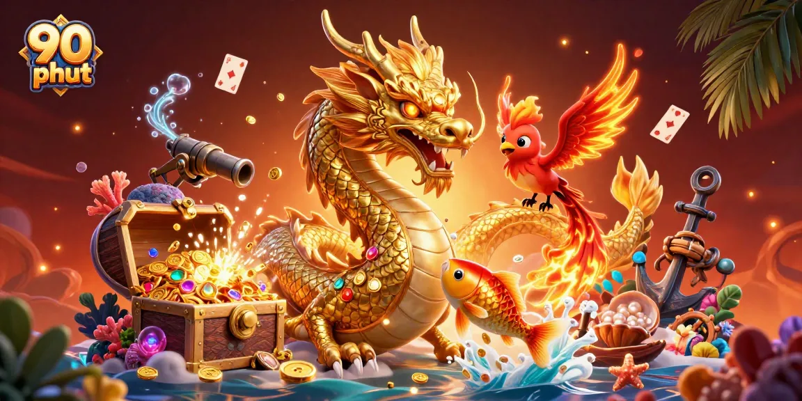 Experience thrilling gameplay with 90 phut while enjoying the vibrant 3D dragon scene.