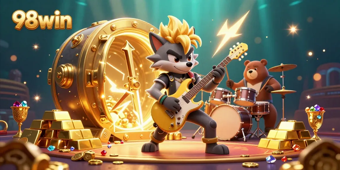 Engage in thrilling gameplay at 98win with colorful casino elements and characters.