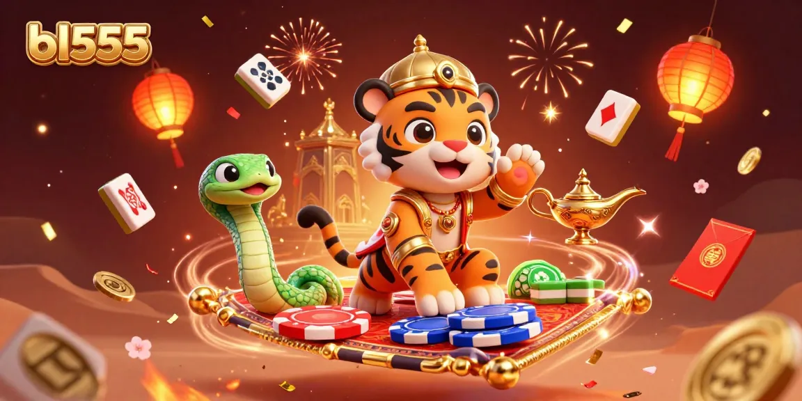 Experience thrilling gambling excitement at bl555 with vibrant characters and festive casino elements.