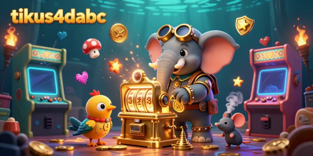 Experience thrilling winning moments with tikus4dabc in this vibrant casino illustration featuring dynamic slot machines and gaming elements.